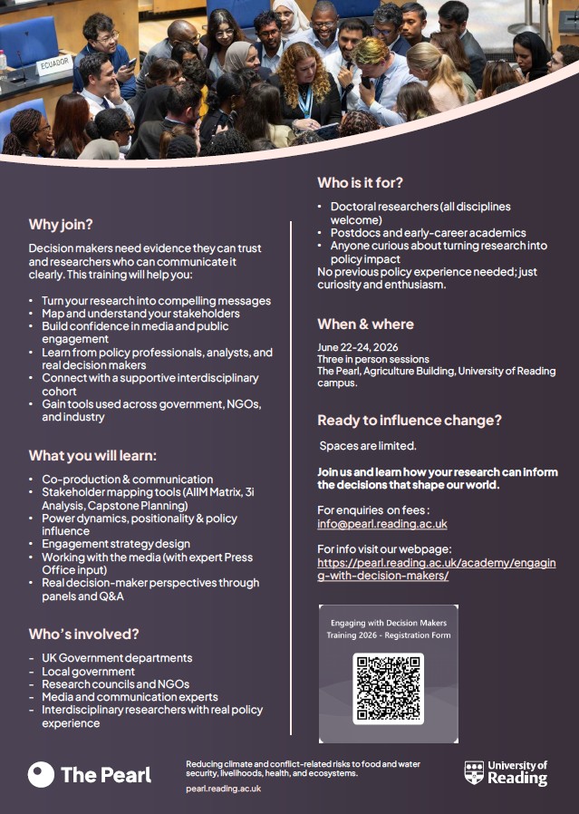 poster for the engaging with decision makers training.