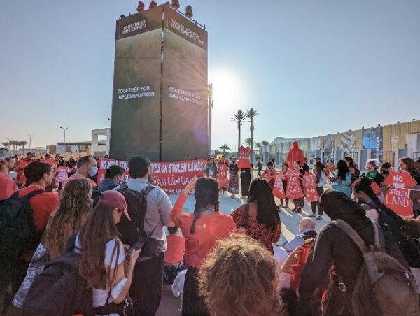 People Protesting outside the conference centre in Sharm el-Sheikh