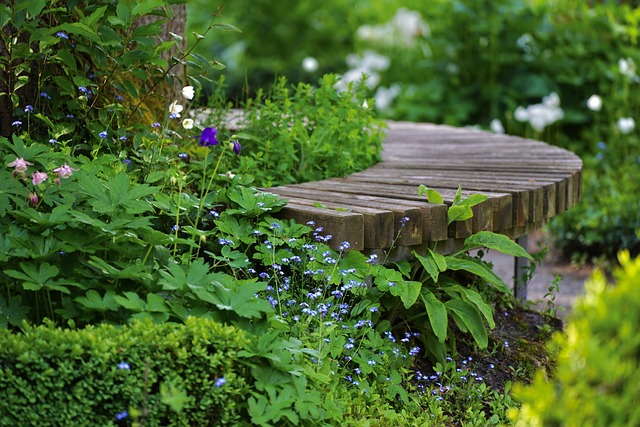 picture of a stone bench in a park